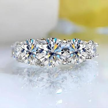 Imagem de Anel De Moissanite Feminino 3.6CT Com 5 Pedras, Aliança De Casamento B
