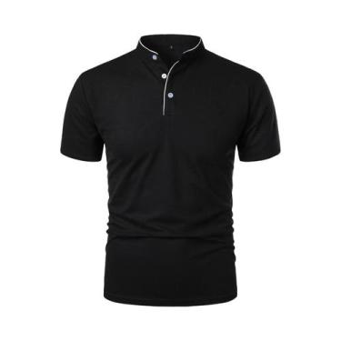 Imagem de Camisa Polo Casual Masculina De Verão Em Cor Sólida, Manga Curta, Resp