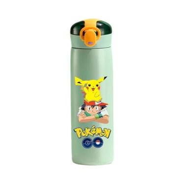 Imagem de Garrafa Térmica De Aço Inoxidável Pikachu 460ml Com Canudo Para Crianç