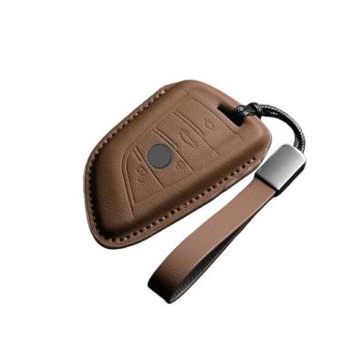Imagem de Capa de couro para chave do logotipo do carro, acessórios compatíveis com BMW 320i 530i 550i X1 X3 X4 X5 X6 F20 F15 F16 F48 F30 G20 G30 G01 G02 G05 G11(H-brown chain)