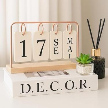 Imagem de Calendário de Mesa Permanente Preto Dourado para Escritório ou Casa