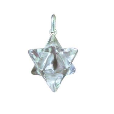 Imagem de Colar Merkaba Pedra Cristal Extra Pingente Argola Prata 950 - Cristais