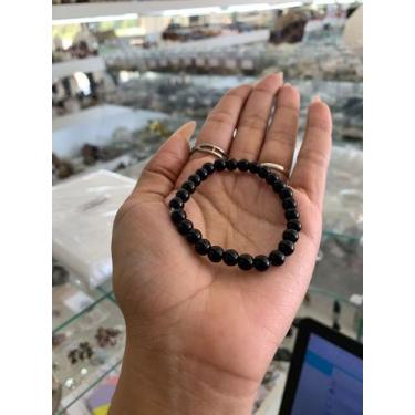 Imagem de Pulseira Pedra Obsidiana Negra bolinha 6mm - CristaisdeCurvelo