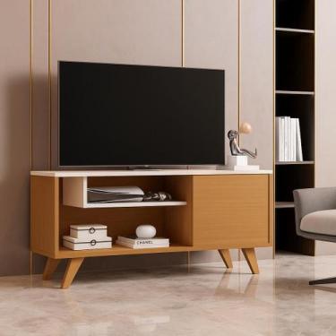 Imagem de Rack Para tvs Pés Palito Retrô Bancada Elena cor: Nature / off - MJM C