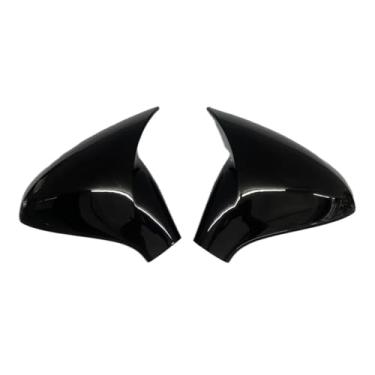 Imagem de Compatível com peugeot 207 308 2006-2012 chifre do carro retrovisor espelho lateral capa asa tampa da porta exterior habitação escudo abs guarnição adesivo(Glossy Black-Add on)
