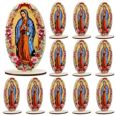 Imagem de Amyhill 12 peças Estátuas de Nossa Senhora de Guadalupe Presente de Decoração de Batizado em Massa 16,5 cm Ornamento de Madeira Virgen De Guadalupe com Base de Madeira e Suporte Recorte a Laser Favor