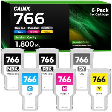 Imagem de Conjunto de cartuchos de tinta 766, pacote com 6, substituição de alto rendimento de 300 ml para HP 766 XL Ink 3ED57A P2V89A P2V90A P2V91A P2V93A 3ED55A compatível com impressora HP DesignJet XL3600