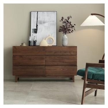 Imagem de KEG801302 Armário doméstico de madeira maciça para quarto, armazenamento de parede, armário de cabeceira, sala de estar, torre de armazenamento de seis gavetas