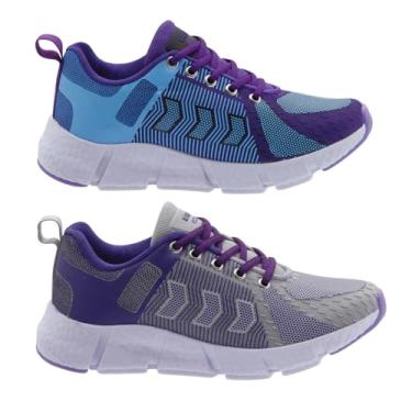Imagem de Kit 2 Tênis Feminino Esportivo Max Leve e Confortável para Caminhada e Academia (Azul e Roxo + Cinza e Roxo, BR, Adulto, Numérico, 37)