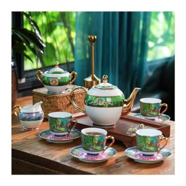 Imagem de Conjunto de 11 peças para servir bebidas em cerâmica estilo nórdico para casa chá da tarde xícara de café xícara de café e pires conjunto de degustação de chá clube jarra de água