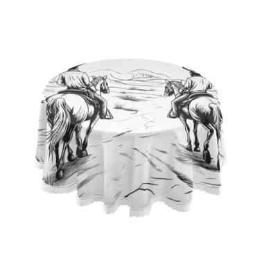 Imagem de Qilmy Toalha de mesa redonda de palmeira de treliça verde, 152 cm, resistente à água, à prova de derramamento, capa de mesa grande para jantar de reunião de família em ambientes internos e externos