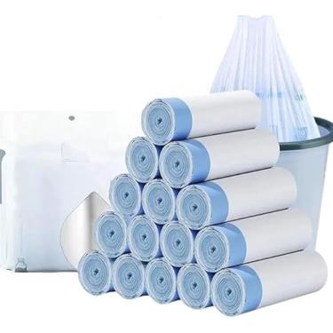 Imagem de Mini sacos de lixo com cordão de 75 litros, sacos de lixo pequenos, forros de cesto de lixo de plástico branco forte sem perfume para banheiro, escritório e quarto