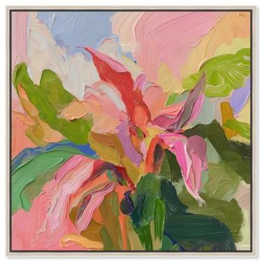 Imagem de Art Remedy Tela de arte tropical brilhante, 76.2 cm x 76.2 cm, moldura prata, Impasto Garden II