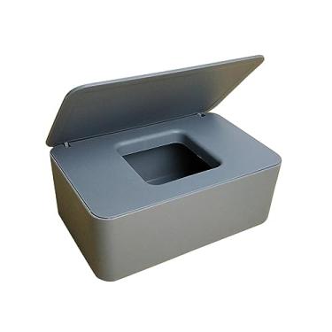 Imagem de Caixa de lenços de plástico moderna, suporte de lenços úmidos, toalhetes, caixa de armazenamento de papel e toalha de papel, organizador de guardanapos domésticos, mesa (cinza)