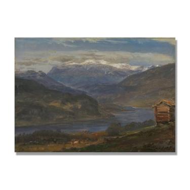 Imagem de NHLDZYH J.C. Dahl Reprodução de arte famosa, arte em tela de paisagem romântica nórdica, decoração de parede elegante para sala de estar e escritório. (paisagem 19). 70 x 98 cm - 27,5 x 38,6 pol