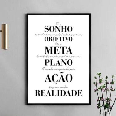 Imagem de Quadro Motivacional Plano Ação Realidade 24X18Cm - Com Vidro