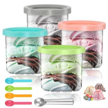 Imagem de 4PCS Sorvete para Ninja, Pote Ninja Creami, Pode Ser Lavado Na Máquina de Lavar Louça, Tampa Colorida