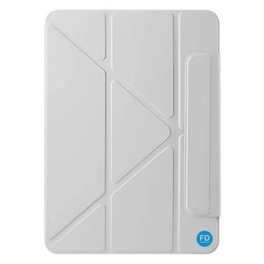 Imagem de Capa para iPad (A16) 11ª/10ª Geração (2025/2022) Dobrável com Formato Y Fundo Transparente Matte À Prova de Choque - FD Acessórios (Cinza)