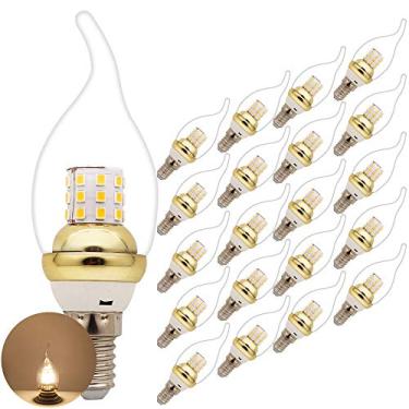 Imagem de Lâmpada LED tipo vela Edison E14, 5W, branco quente (2700-3000K), não dimerizável, equivalente a 30W de halogênio, com rosca pequena Edison, ideal para abajures, luminárias de chão, lustres
