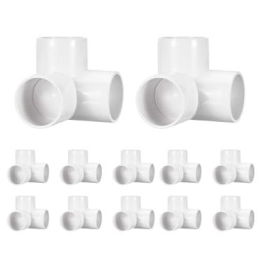 Imagem de DTGN 12 peças de encaixe de PVC de cotovelo de 3 vias, encaixe de tubo de PVC de grau de mobiliário SCH40, conector de cotovelo de canto DIY para móveis de construção, conexão de estrutura de estufa