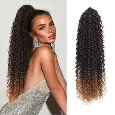 Imagem de SuCoo Extensão de rabo de cavalo com cordão para mulheres com extensão de rabo de cavalo encaracolado cabelo sintético ondulado natural para uso diário (MT1B/30 polegadas, 160 g)