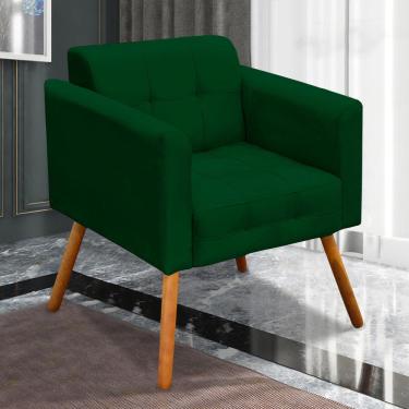 Imagem de Kit 2 Poltronas Decorativas Pés Palito Karen Suede Verde - Gran Belo