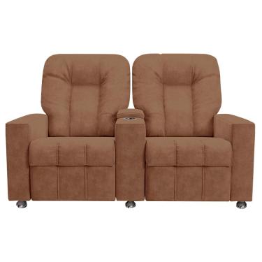 Imagem de Poltrona Reclinável 2 Lugares Sala de Cinema Romeo F05 Veludo Terracota - Lyam Decor