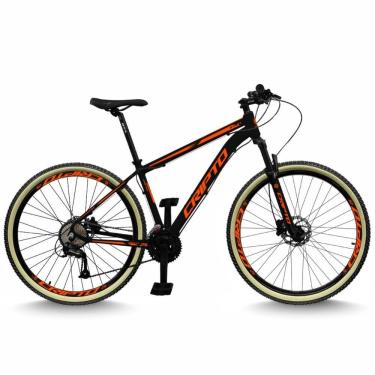 Imagem de Bicicleta Aro 29 Cripto 24 Marchas Freios Disco E Suspensão Pneu Bege - Preto/laranja - 15" Preto/laranja