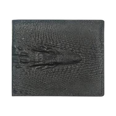 Imagem de Carteira Masculina Curta De Couro PU Com Estampa De Crocodilo, Bolsa D