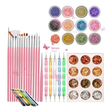 Imagem de Kit Madre Pérola Folha Ouro Pincel Fita Baleadores Oferta