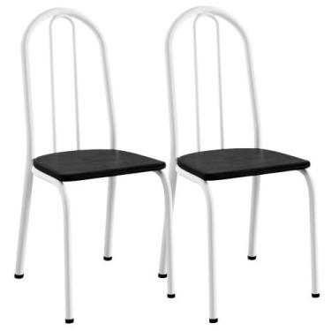 Imagem de Kit 02 Cadeiras Tubular America 050 Branco Assento Preto Flor ARTEF - 