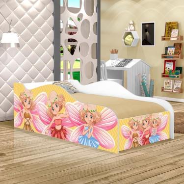 Imagem de Cama Carro Fun Adesivada Fadinhas Coloridas Solteiro