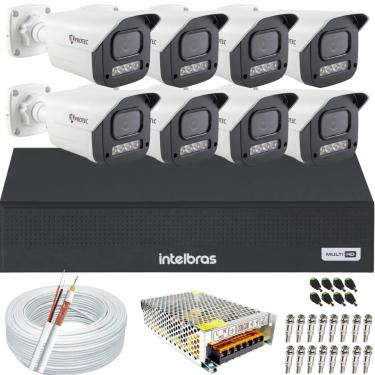 Imagem de Kit 8 Câmeras Full Color C/Áudio Dvr Intelbras 8 canais S/HD