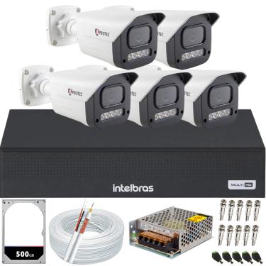 Imagem de Kit 5 Câmeras Full Color C/Áudio Dvr Intelbras 8 canais 500GB
