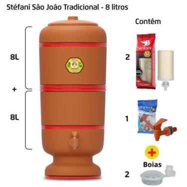 Imagem de Filtro de Barro para Água São João Tradicional 8 Litros 2 Velas + 2 Bo