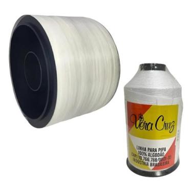 Imagem de Linha Nylon Pipa 3000 Jds + Vera Cruz Fio 4 3000 Cor:Branco, Branco