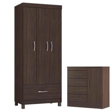 Imagem de Guarda Roupa Solteiro Prince com Cômoda Montevidéu Café Touch - Demóbi