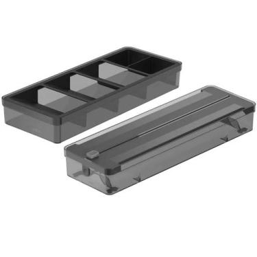 Imagem de Kit Organizador de Talheres e Porta Rolos Duplo com Cortador Plástico 