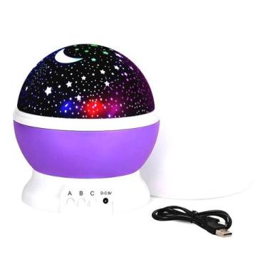Imagem de Luminária Roxa com Efeito Galaxy Giratório Projetor 360º LED Star Mast