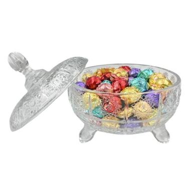 Imagem de Bomboniere Decorativa De Vidro Clear Com Pé e Tampa 630ml - EM CASA TE