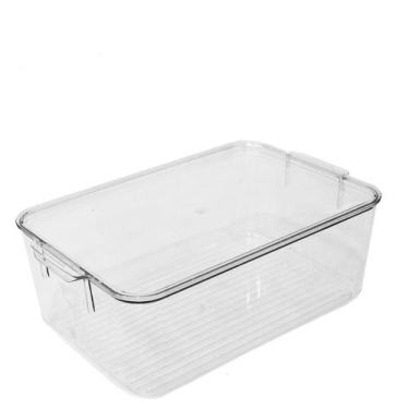 Imagem de Organizador De Geladeira Plástico Com Tampa E Alça 27X18Cm - FWB