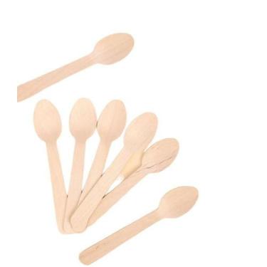 Imagem de Mini Colher De Madeira Lisa Pequena Descartável - Kit 150Un - MOR