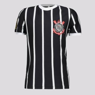 Imagem de Camisa Corinthians Retrô Infantil Preta e Branca-Unissex