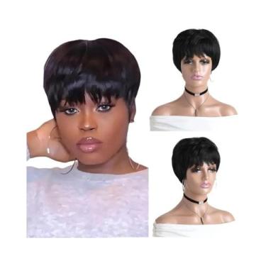 Imagem de Peruca Sintética Curta Cacheada Preta De 10 Polegadas Com Franja Para 