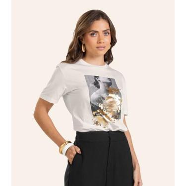 Imagem de T-shirt em Meia Malha Feminina Endless Bege, P, Bege