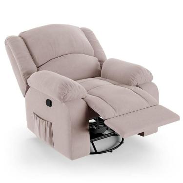 Imagem de Poltrona Do Papai Reclinável Pietra Glider Giratória Massagem Fh9 Veludo Rosê - Mpozenato