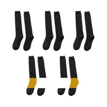 Imagem de Meias Longas De Algodão Masculinas, Sólidas, Macias, Elásticas, Térmic