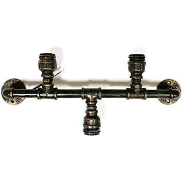 Imagem de American Country Vintage Industrial Retro Metal Water Pipe Wall Lamp Barn 3 Edison Light Sources Wall Lamp Steampunk Wall Light Copper Finish For Bar, Restaurants, Coffee Shop, Club Decoration,Ple