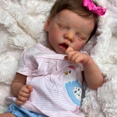 Imagem de QIYANER Bebe Reborn Realista Menina, Garota De Cabelo Curto - 45Cm/17" Boneca Reborn De Silicone Original Realista Boneca Reborn Silicone,Várias Roupas Estão Disponíveis,17”Menina 2