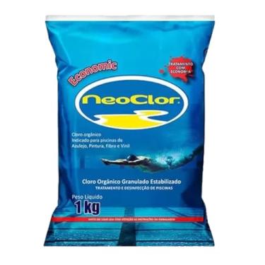 Imagem de Cloro Orgânico Economic 1Kg Para Tratamento E Limpeza De Piscina Azulejo Vinil Fibra Neoclor